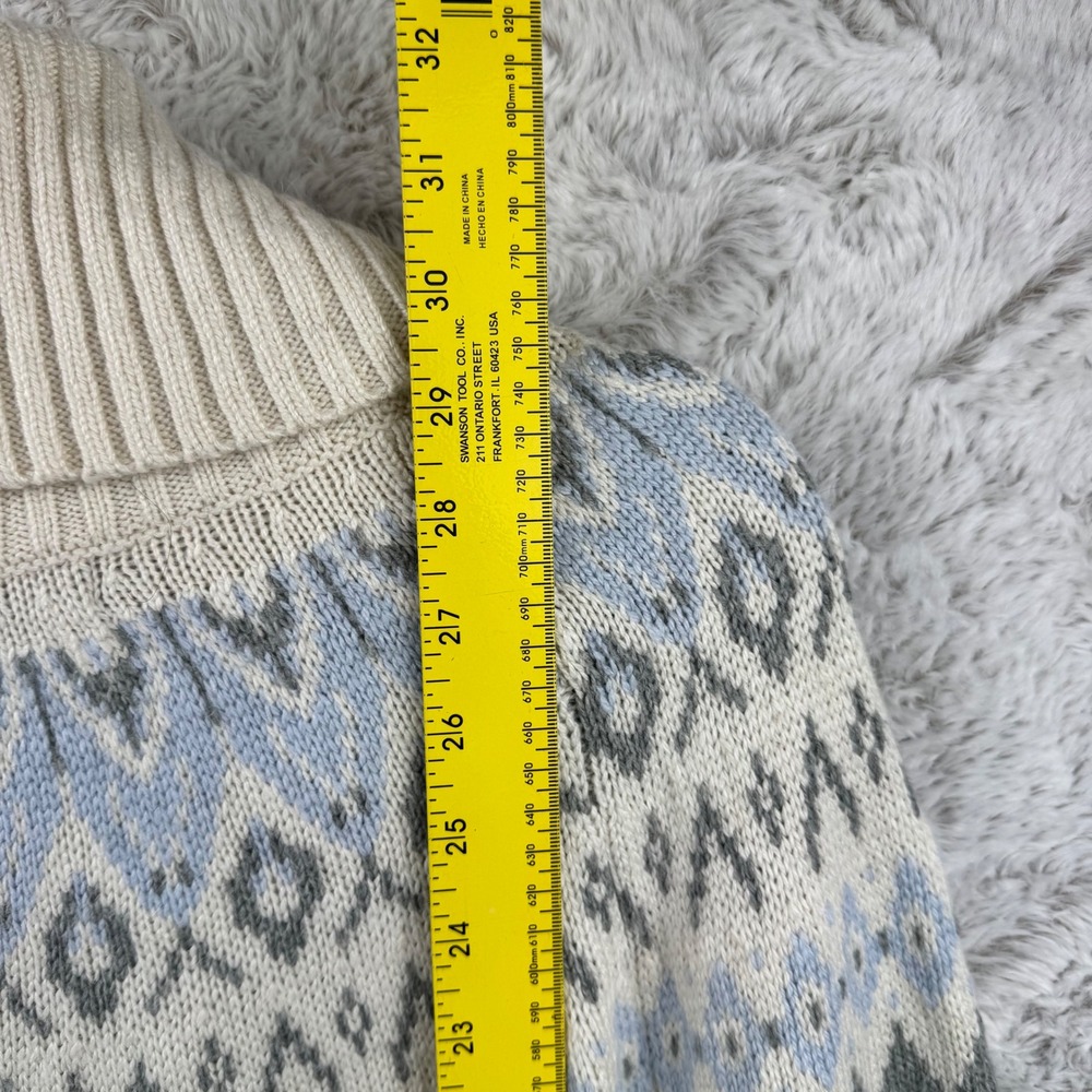 Banana‎ Republic Fair Isle Turtleneck Sweater Women Small Grey Blue Alpaca Blend - Picture 11 of 13